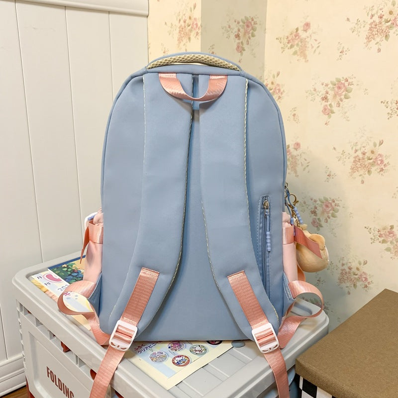 Green backpack with curved shoulder straps