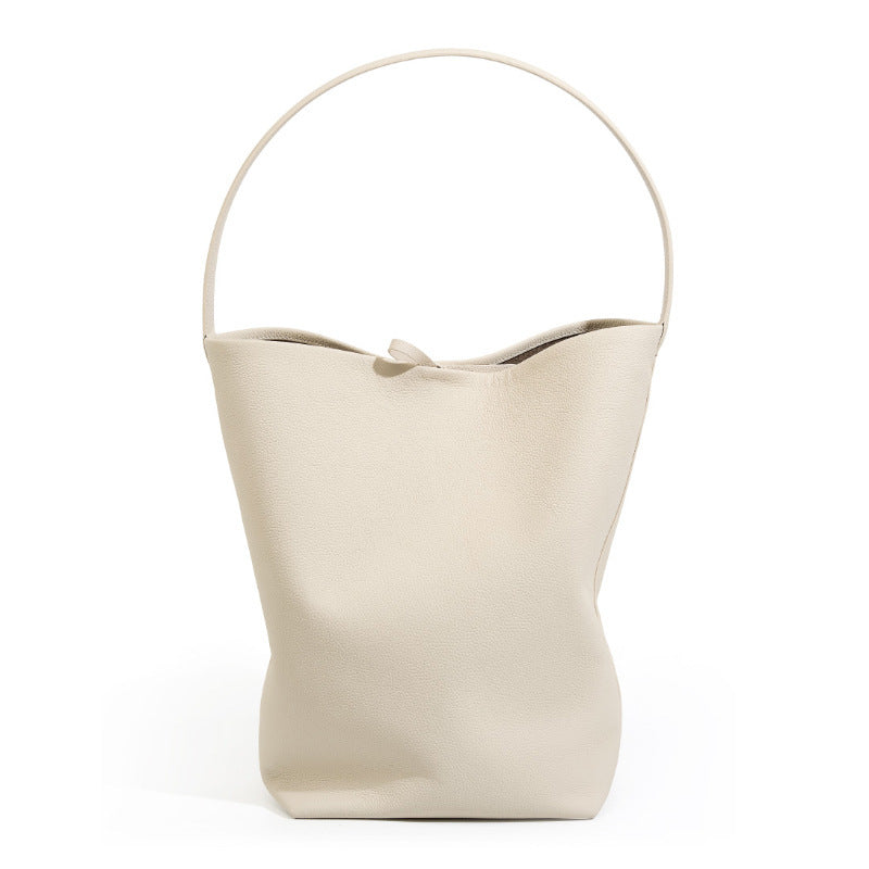Inside view showing file bag compartment of bucket tote