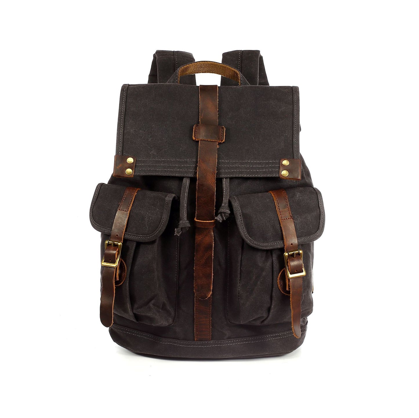 Inside view of spacious retro backpack with polyester lining