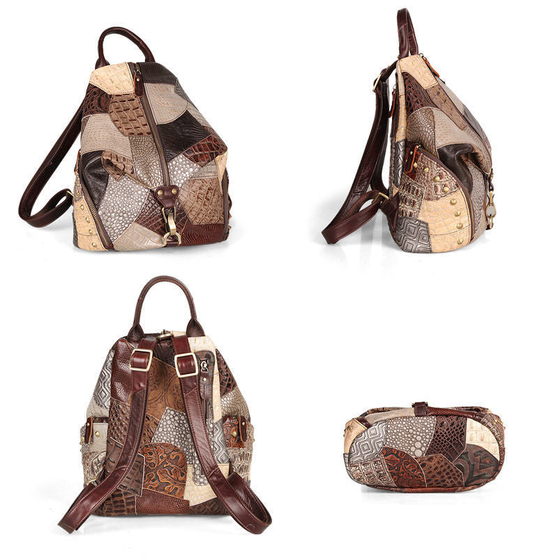 Large-capacity women’s backpack made from genuine leather