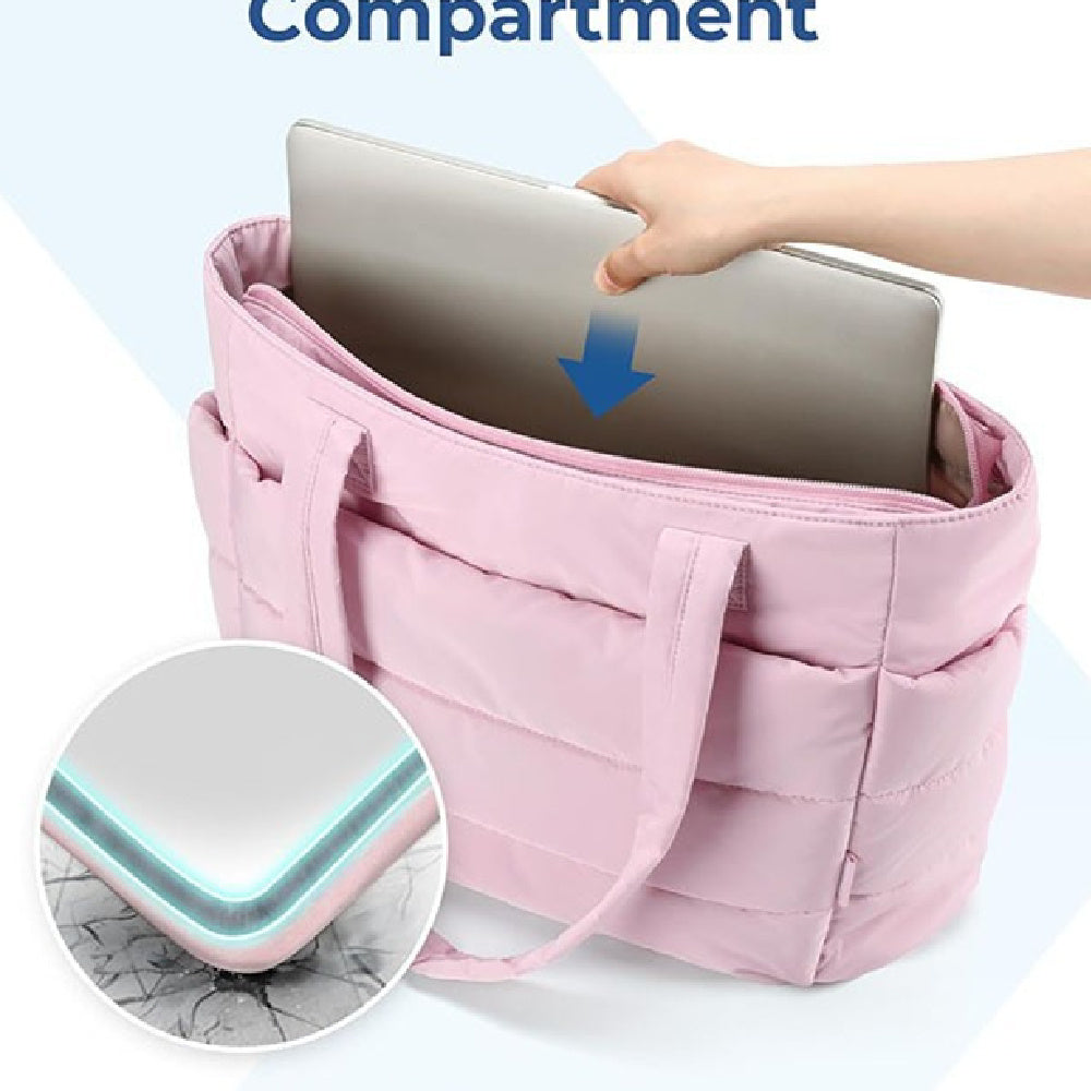 Large nylon travel tote for women with double straps