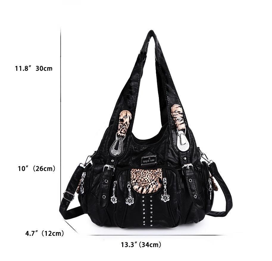 LuxeBlackBag modern soft PU leather handbag