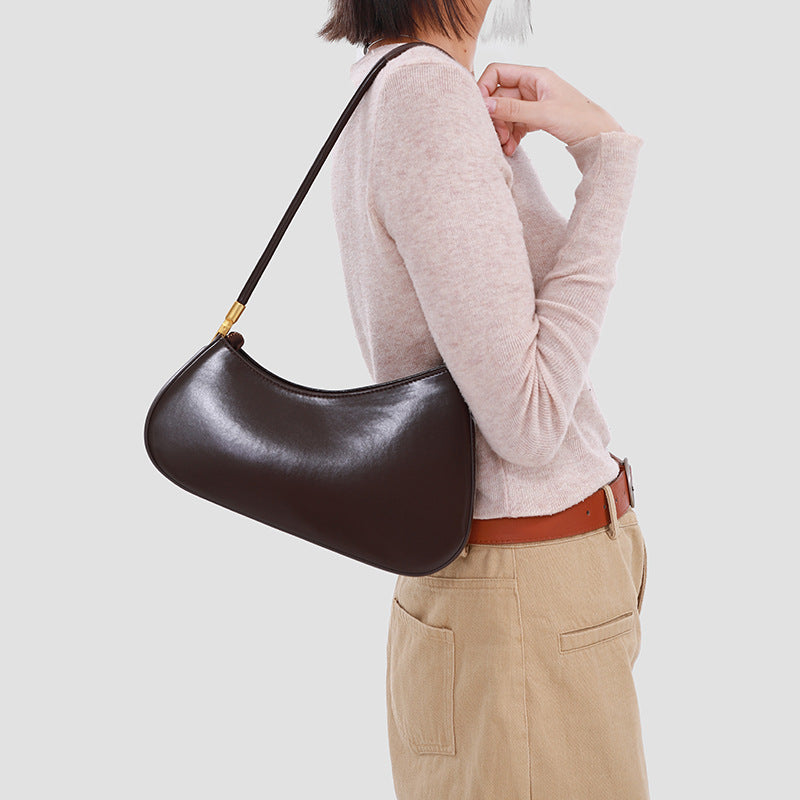 Pink retro underarm bag in oval shape with zipper pocket