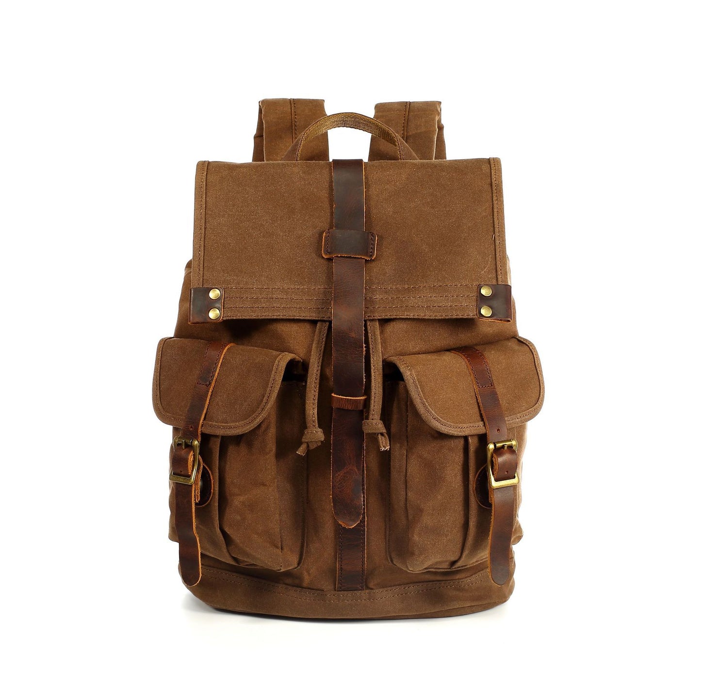 Side profile of retro canvas travel and sports backpack
