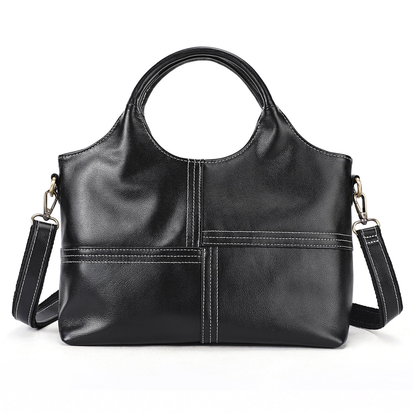 Side profile of women's genuine leather cowhide bag