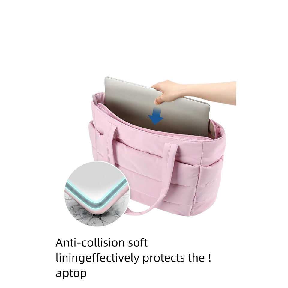 Soft cotton-feel handbag with laptop compartment