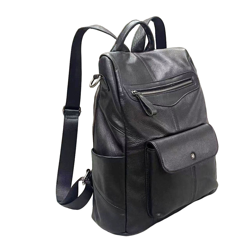 Soft cowhide fashion backpack with stitching