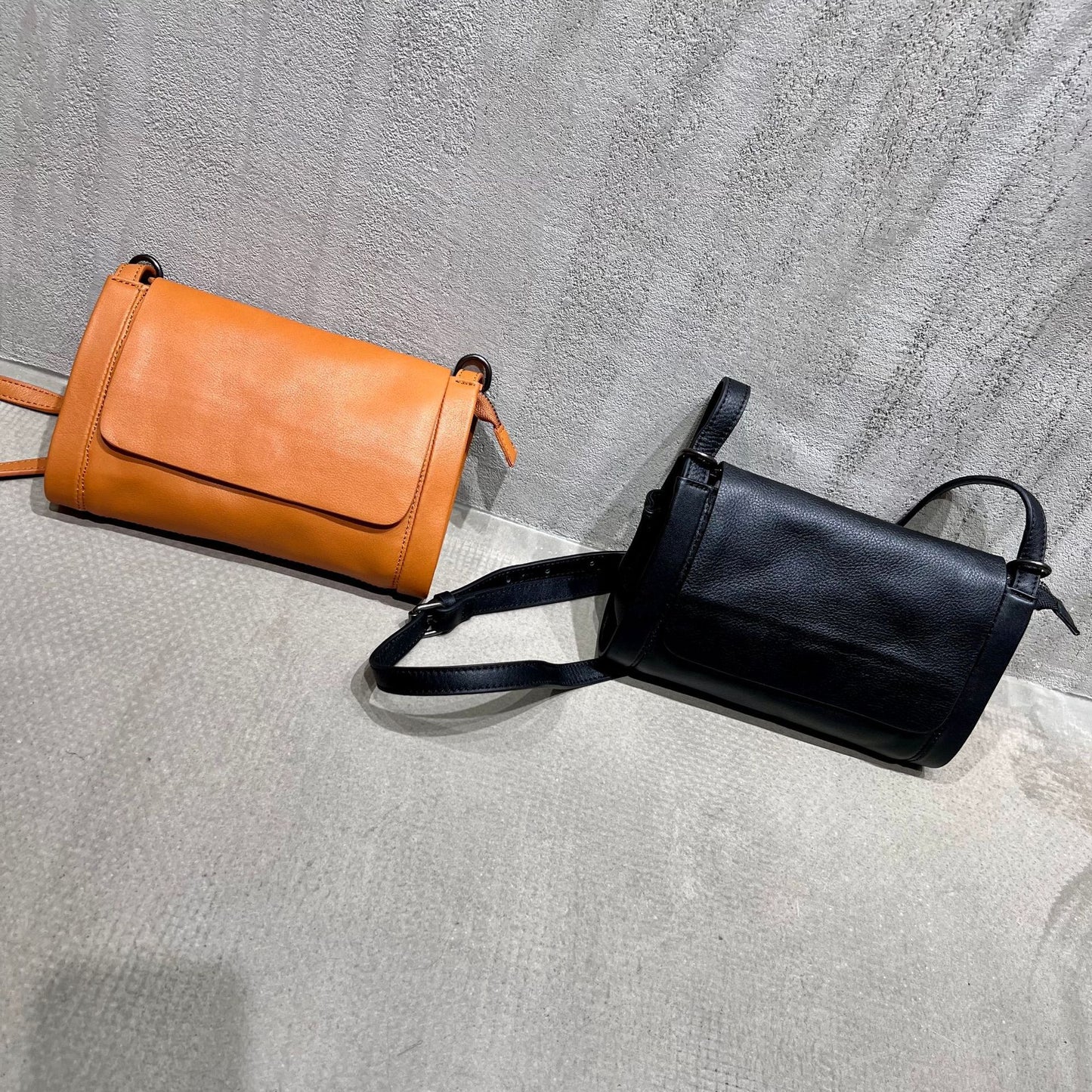 Soft handle compact cowhide leather handbag