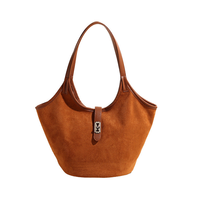 Soft PU vintage-style tote with sandwich pocket