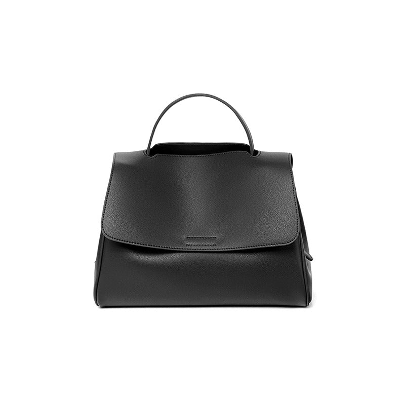 Sewing thread detailing on soft cowhide shoulder bag