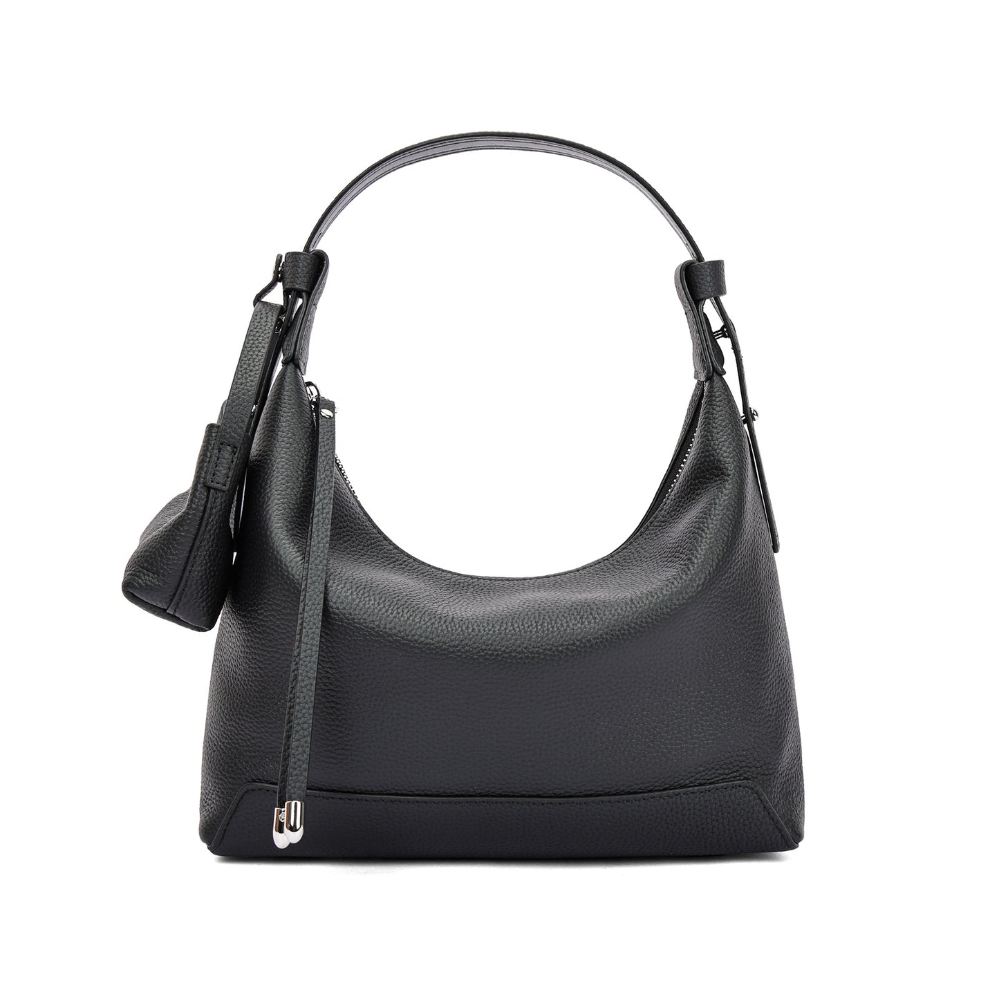 Woman carrying modern urban cowhide leather purse