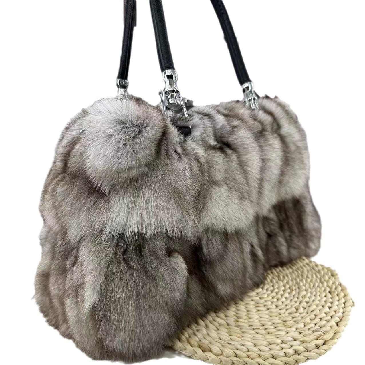 Women’s luxury purse made with authentic fox fur