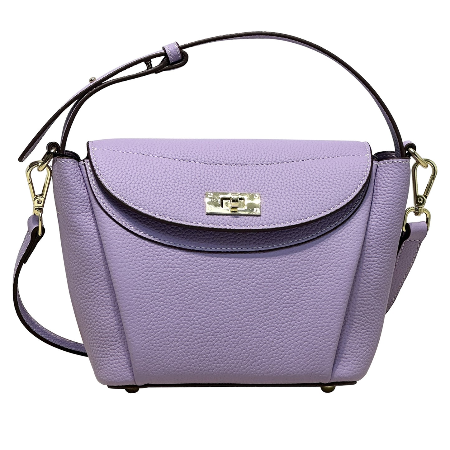 Side angle of small cowhide leather shoulder bag