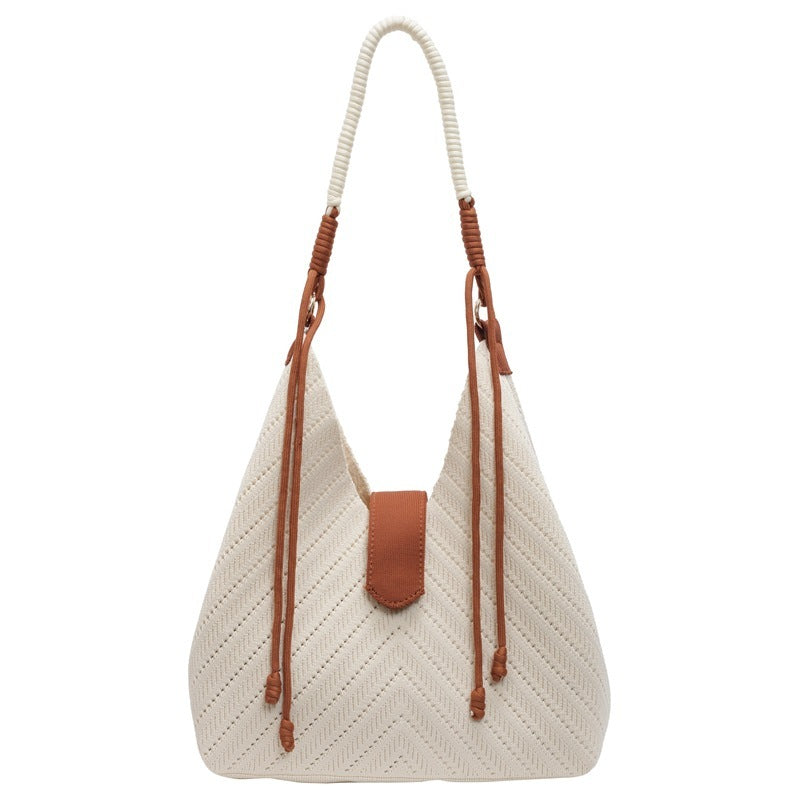 Minimalist style milky white nylon tote with large storage