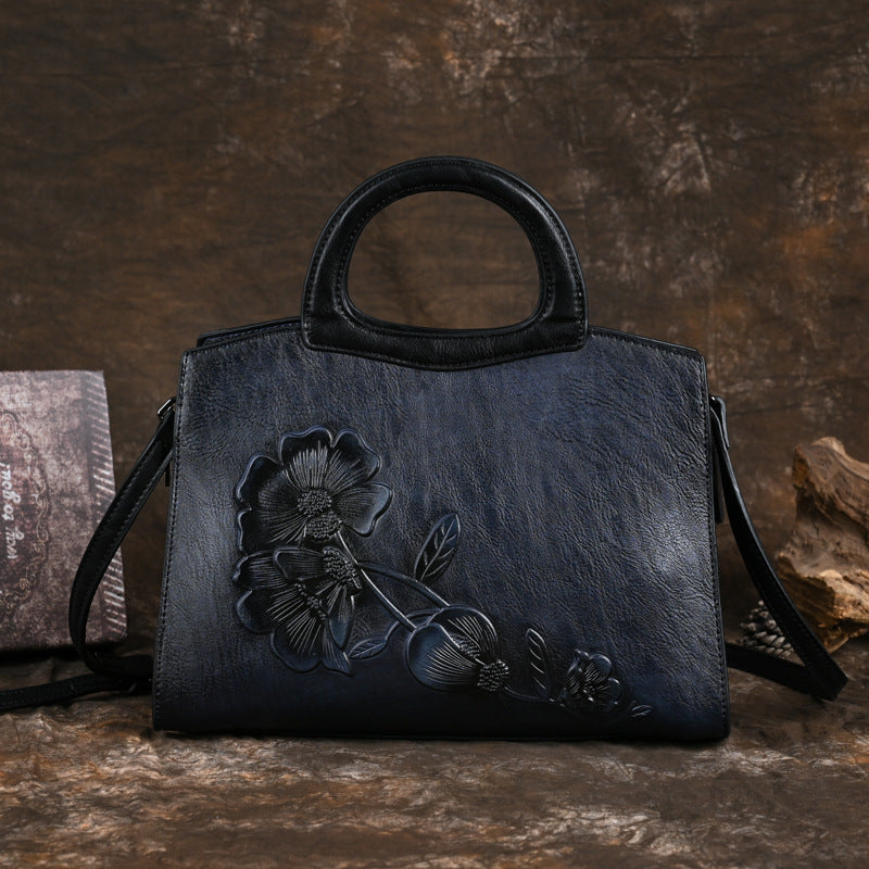 Back design of PU leather handbag