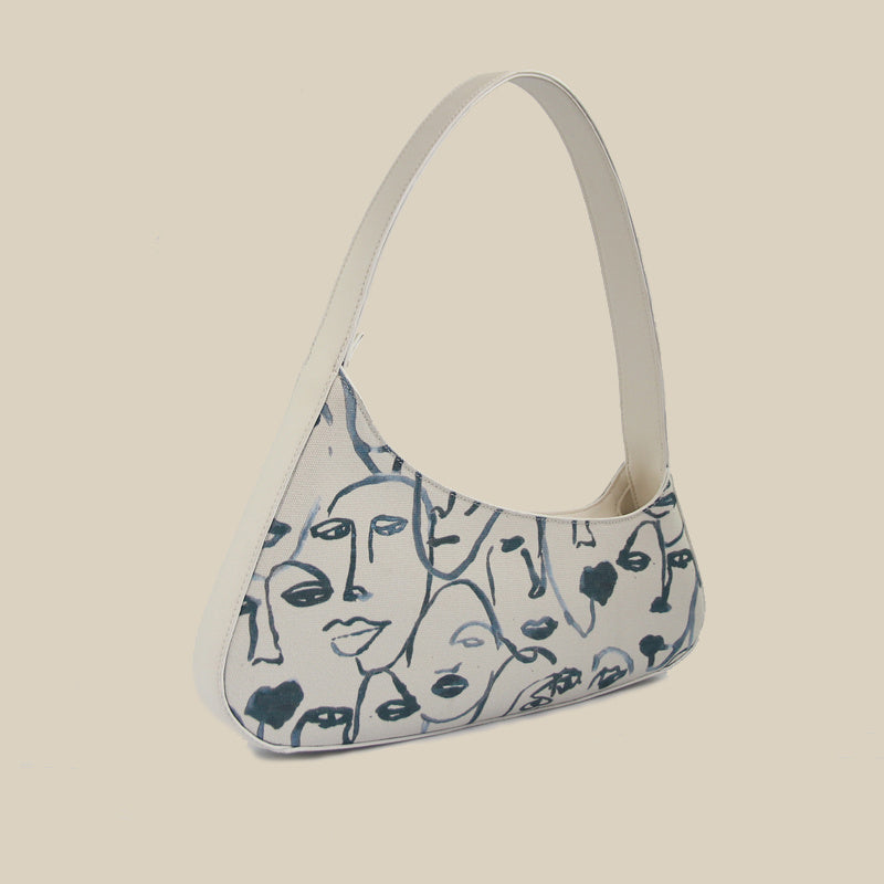 Niche Shoulder Handbag – Vintage Canvas Bag for Women with Zipper Closure