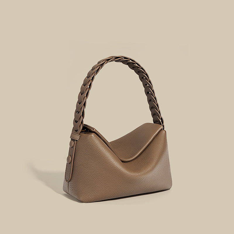 Oak Gray leather shoulder bag with vintage style