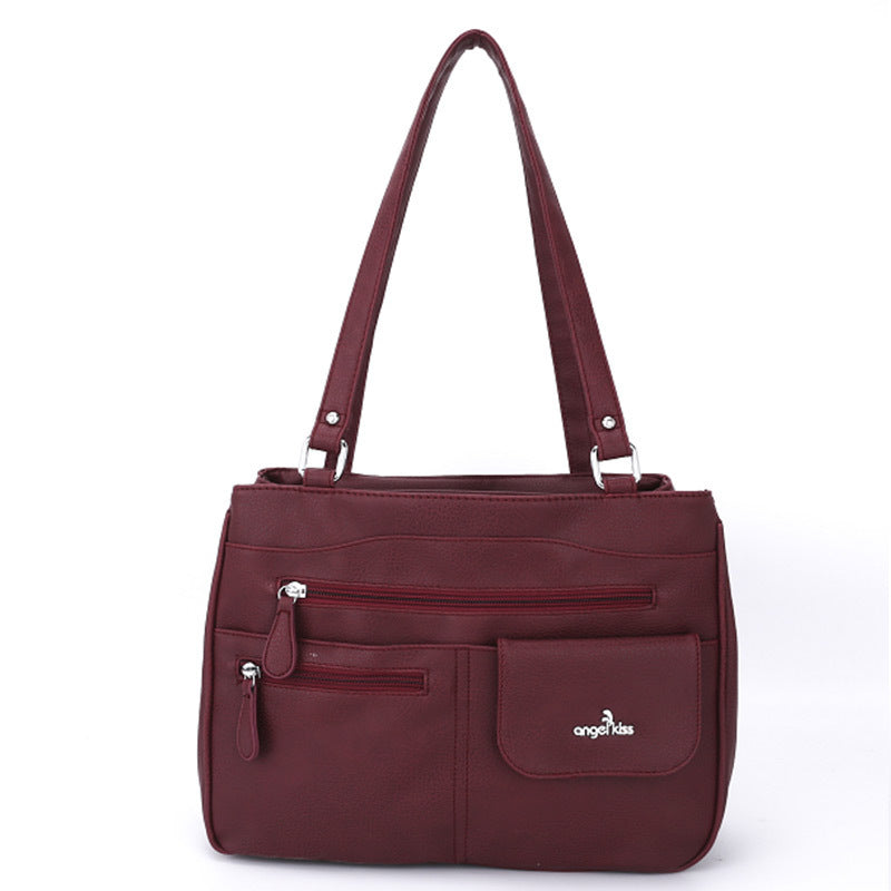 One-shoulder PU tote bag with large main compartment