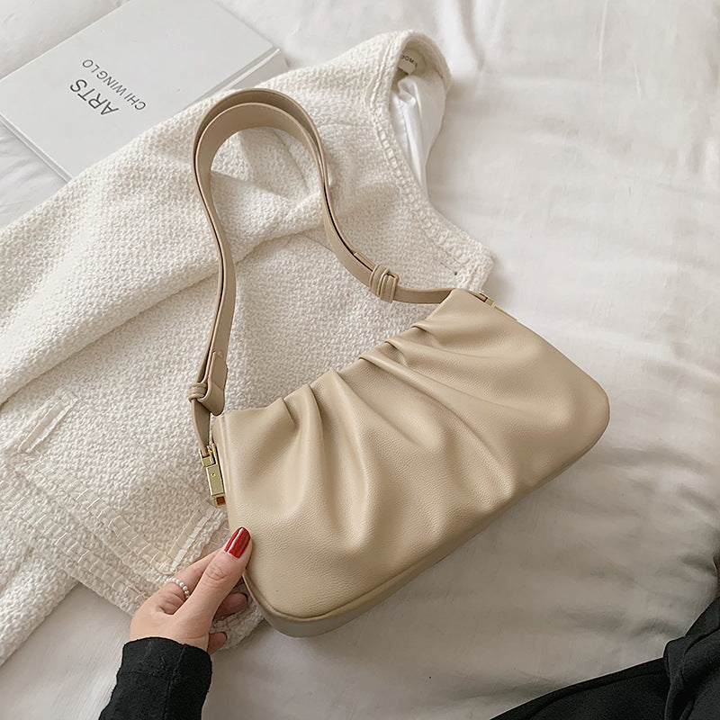 Niche Pleated Cloud Texture Shoulder Bag for Women