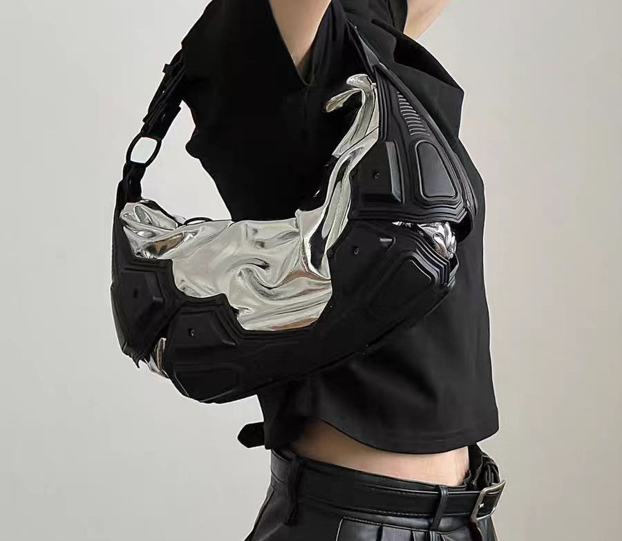 Functional silver dumpling-shaped shoulder crossbody bag