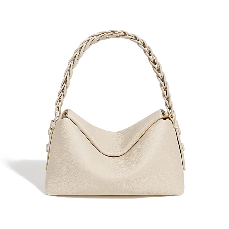 Soft leather underarm handbag with European retro style