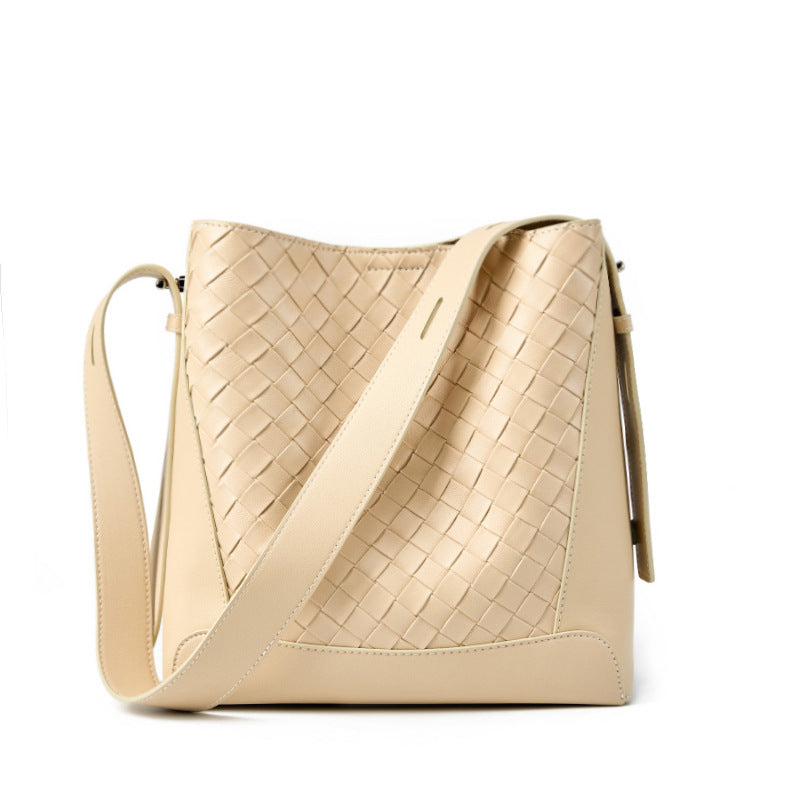 Front view of square vertical leather crossbody bag for women