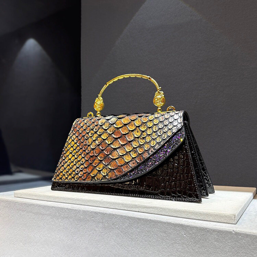 Structured composite cowhide leather handbag