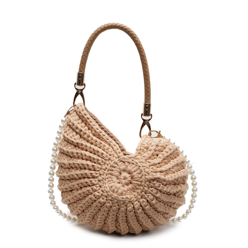 Grass green handmade woven tote bag for summer casual wear