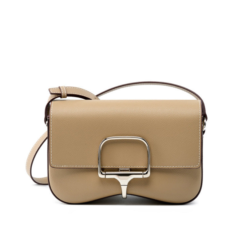 Leather shoulder bag with single top strap