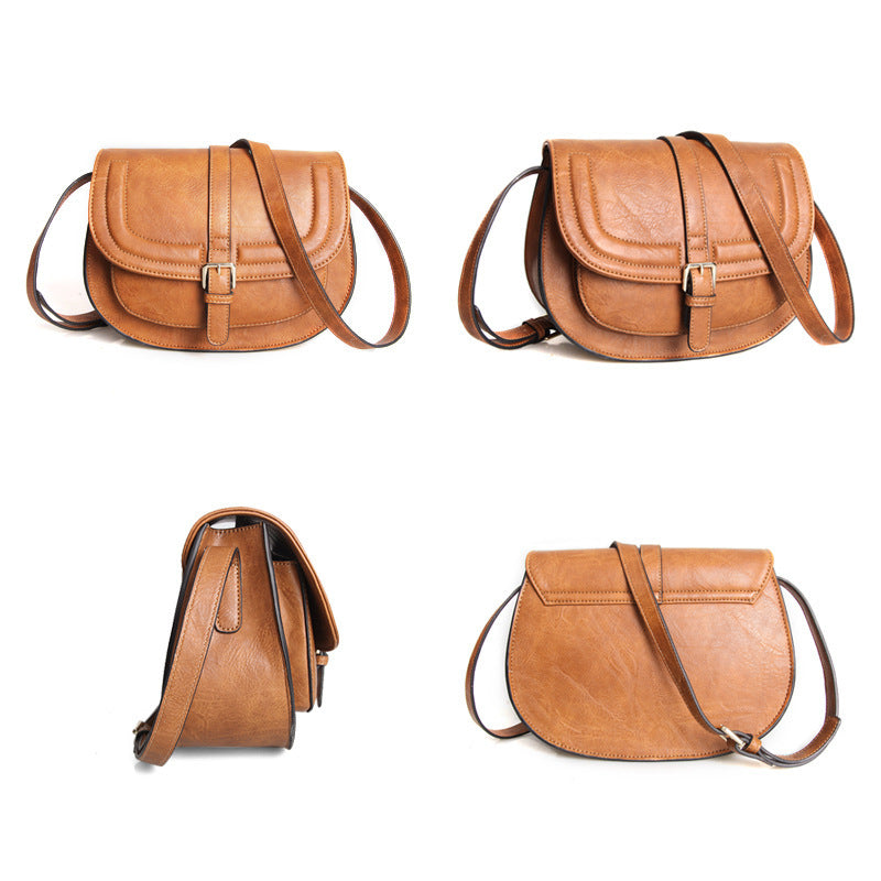 Side view of Korean square shoulder bag in PU