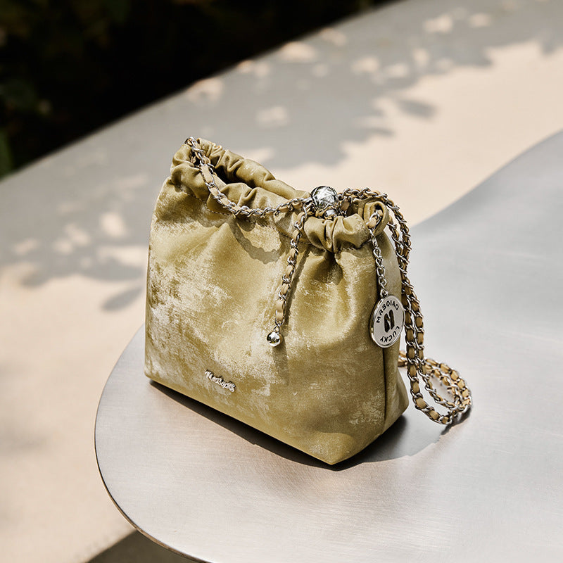 Minimalist soft leather bag with chain strap