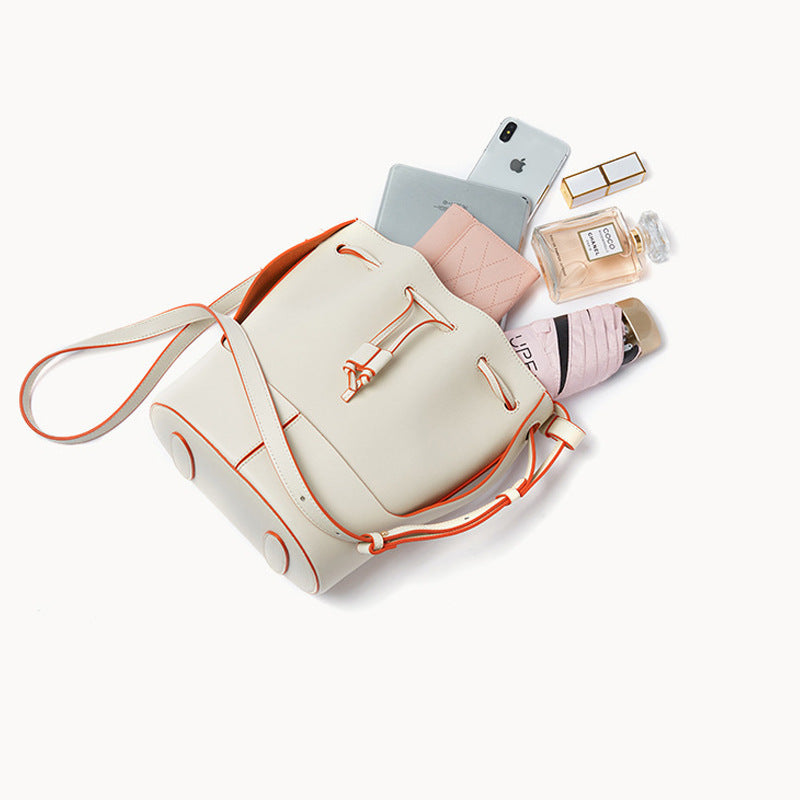Soft-handle bucket-style shoulder bag