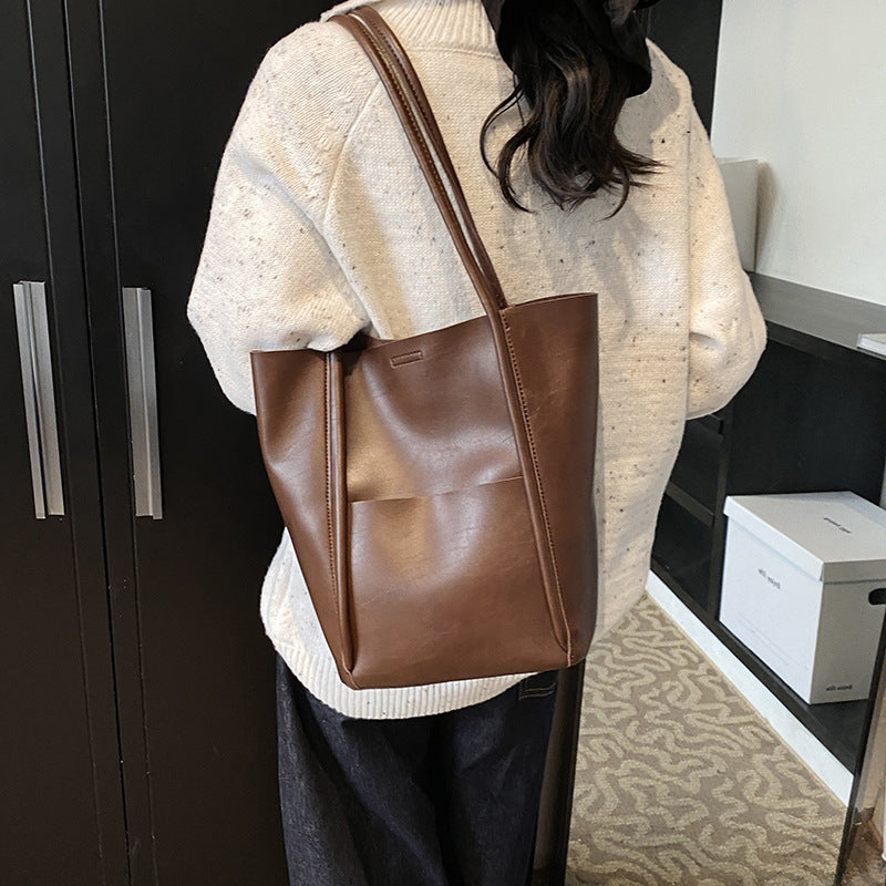 Vintage double strap bucket purse