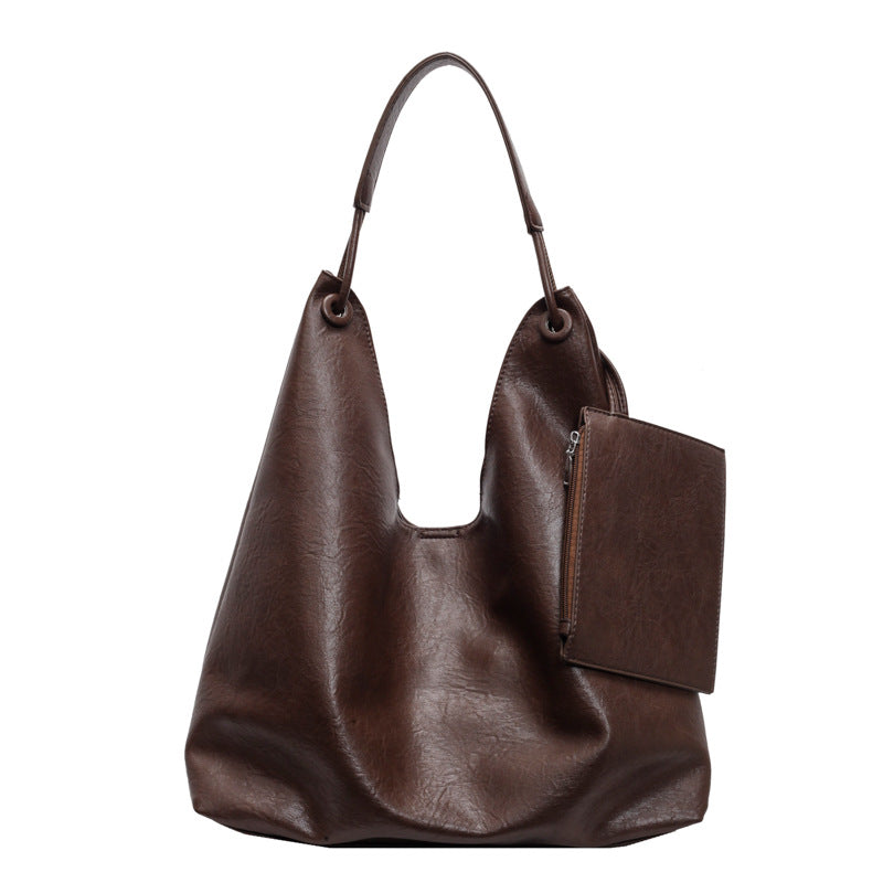 Wine red crossbody shoulder tote with stitching