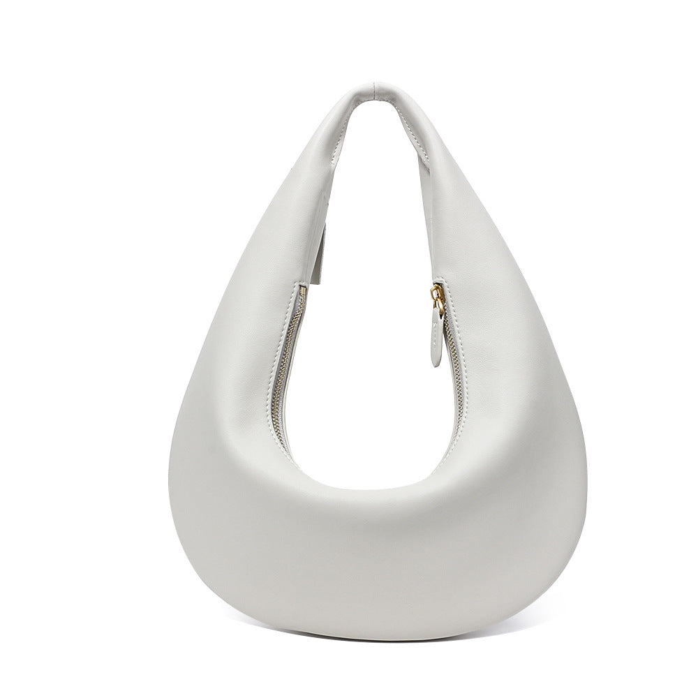 Soft white leather shoulder bag for women casual wear