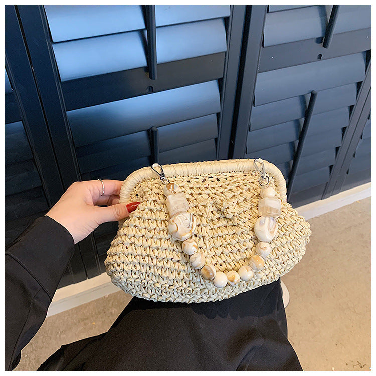 Woven Grass Handbag in Beige for Women - Travel & Leisure Ready