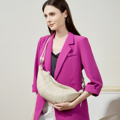 First Layer Cowhide Leather Croissant Shoulder Bag – Urban Simplicity Style