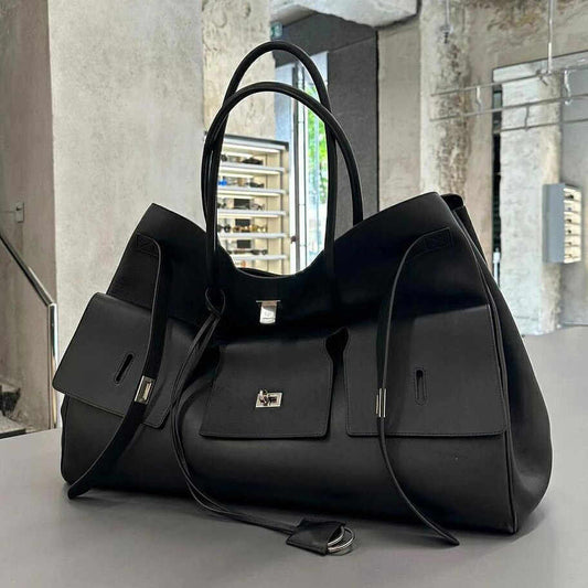 Women's Large Capacity Commuter Shoulder Tote – Wings Style PU Leather Handbag with Lock Closure