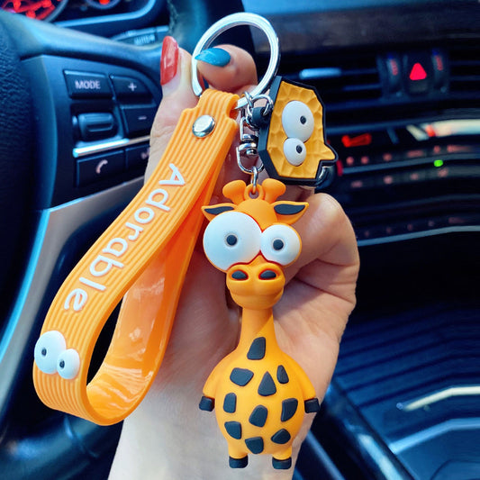 Blow-eyed giraffe keychain close-up