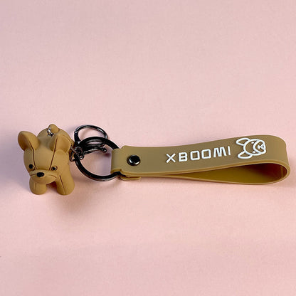 Cartoon bulldog bag charm for school and travel