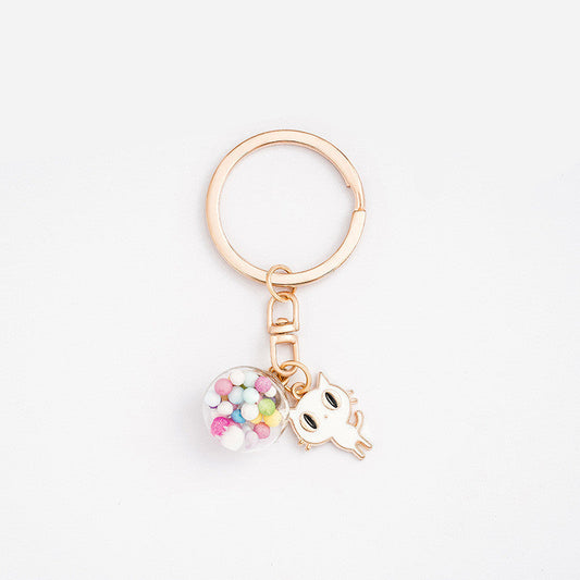 Cartoon girl heart keychain metal bag charm