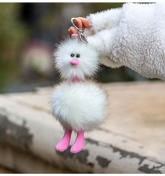 Colorful plush ostrich keychain for bags