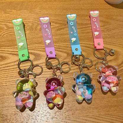 Cute car keychain with moving liquid