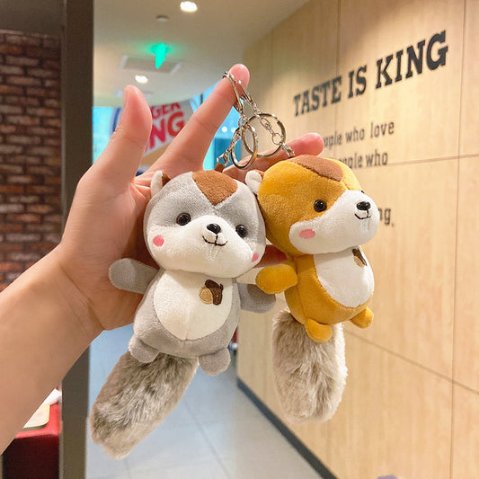 Cute plush squirrel keychain for bags