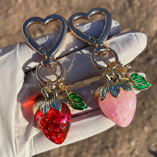 Cute strawberry heart keychain for bags