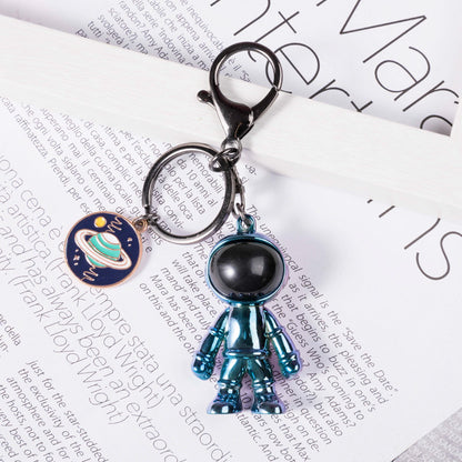 Electroplated astronaut keychain front view