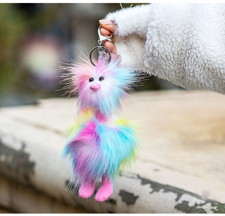 Fluffy ostrich doll keyring gift idea