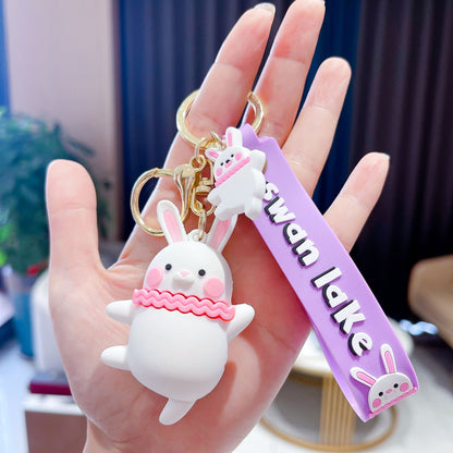 Fun PVC rabbit keychain ornament