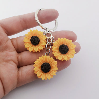 Golden sunflower keychain bag charm
