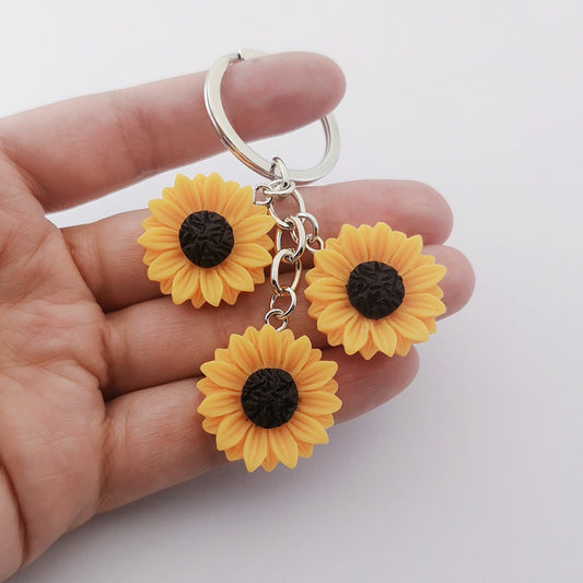 Golden sunflower keychain bag charm